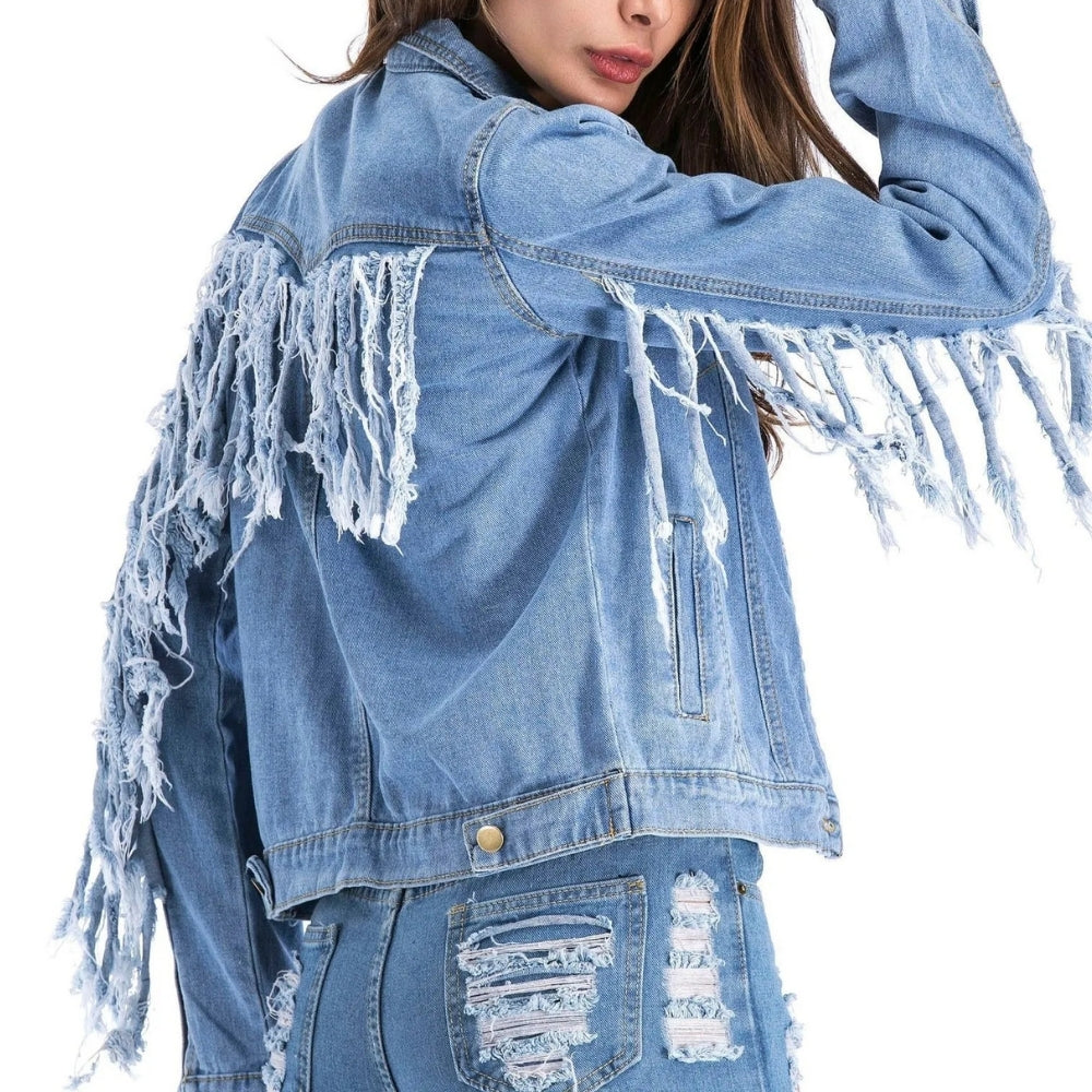 Jaqueta Jeans Mindset Com Franjas