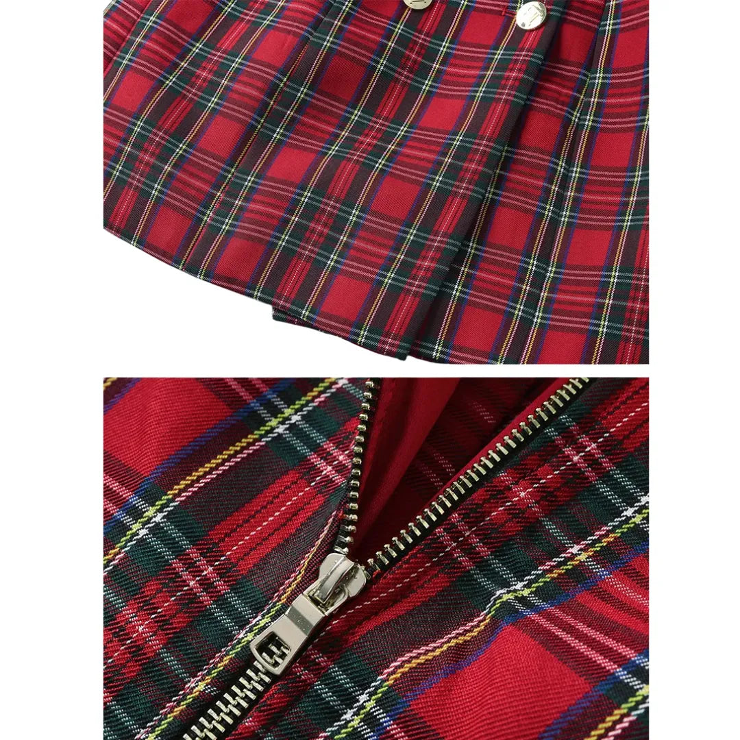 Sobretudo Blazer Xadrez Tartan Vermelho