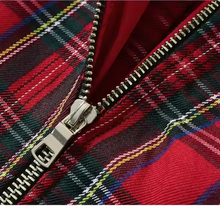 Sobretudo Blazer Xadrez Tartan Vermelho