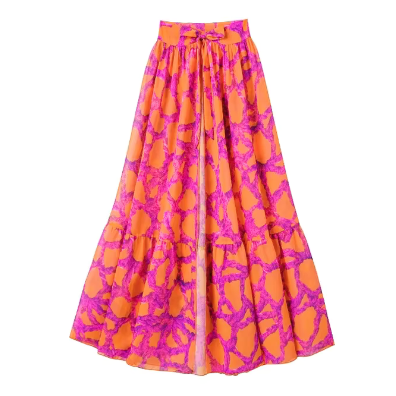 Biquíni Com Saia Manga Longa Estampa Tropical - Poderosa