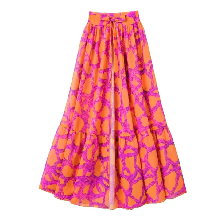 Biquíni Com Saia Manga Longa Estampa Tropical - Poderosa