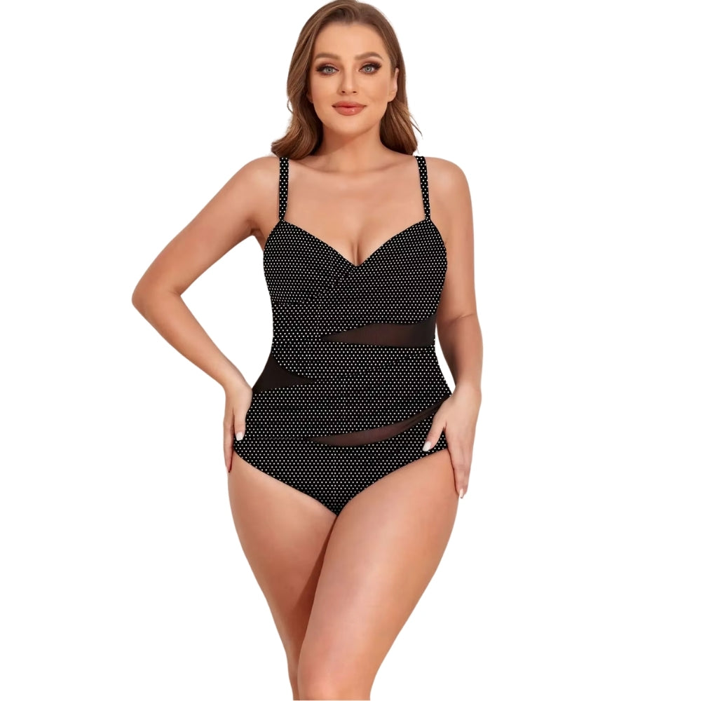 Maiô Plus Size Poá Com Transparência