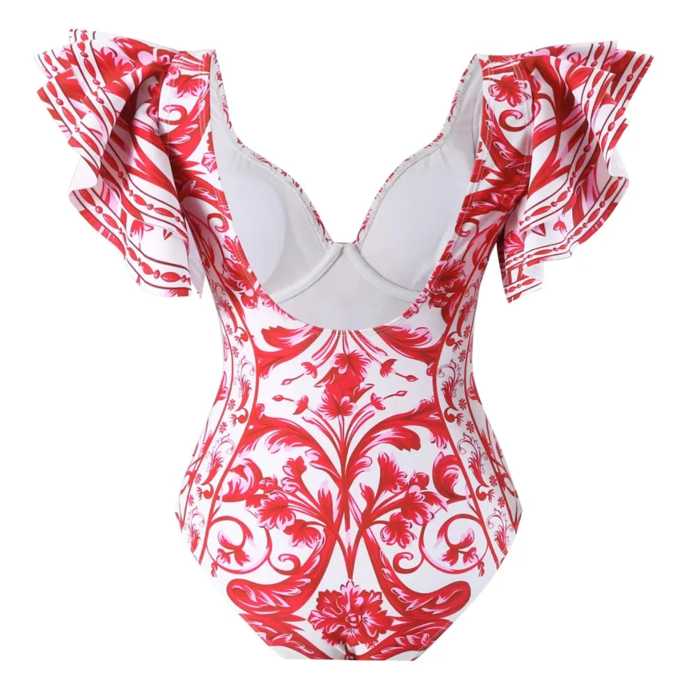 Maiô Babados Majestosos Vermelho