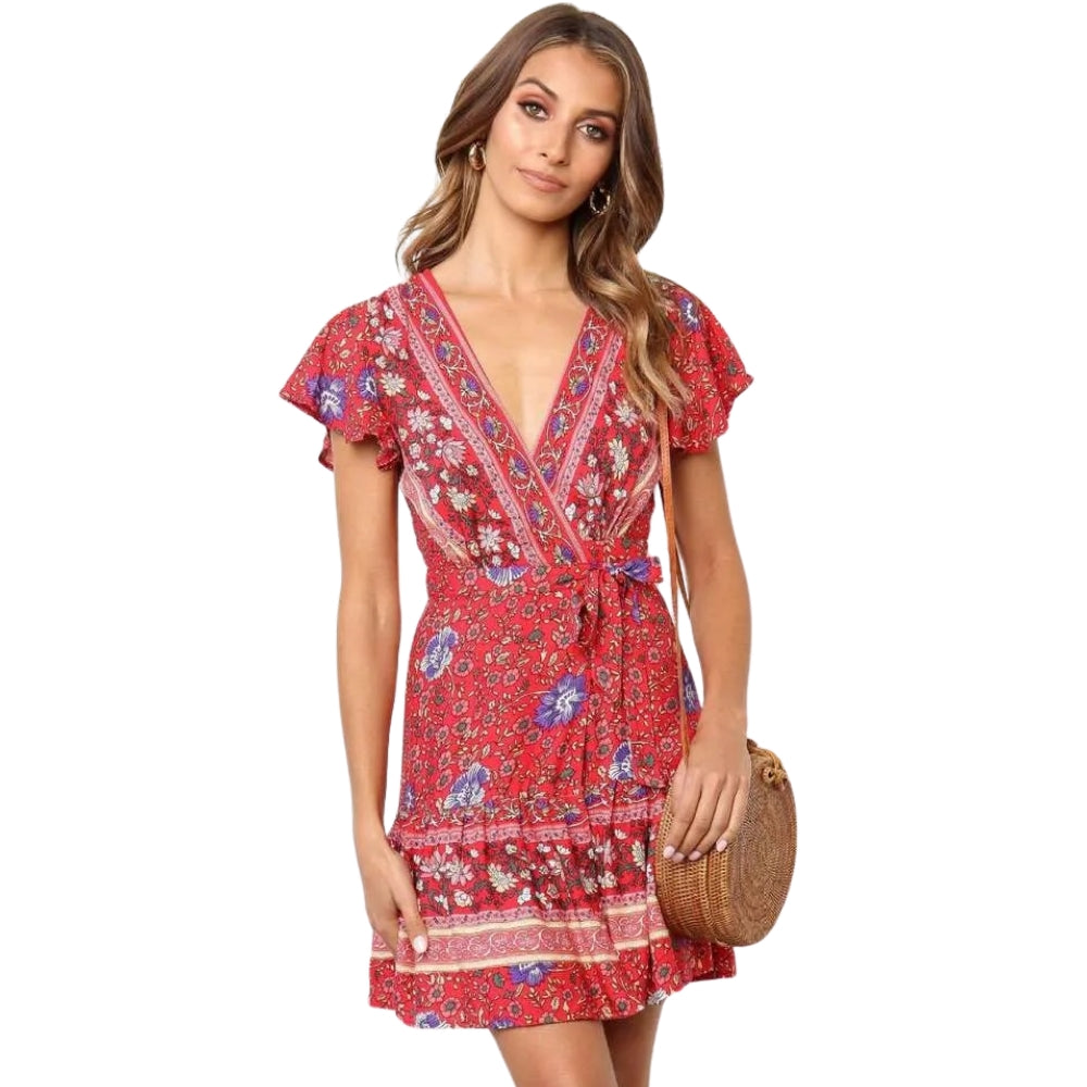 Saída de Praia Kaftan Boho Floral