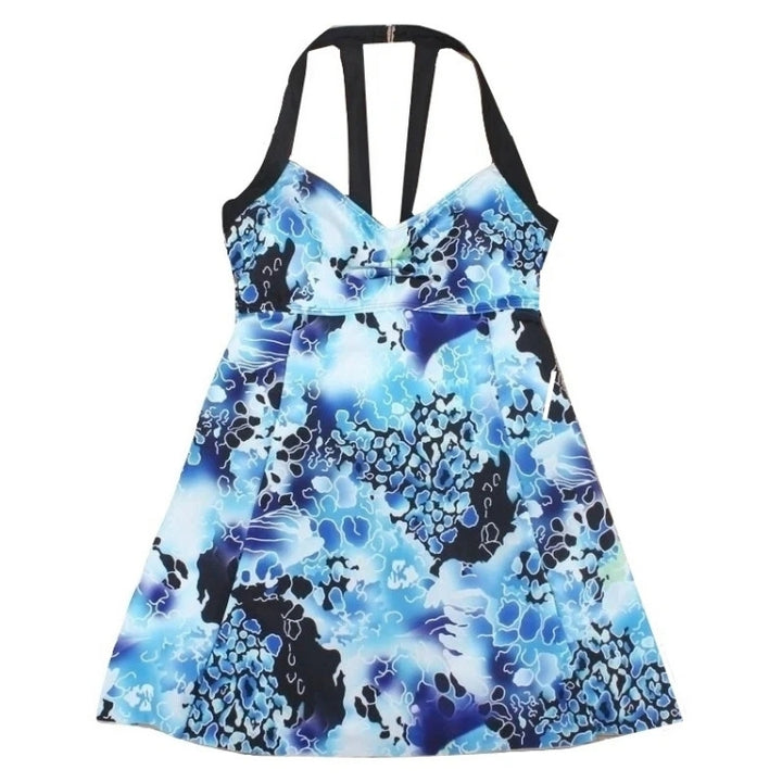 Maiô Com Saia Plus Size Azul Floral