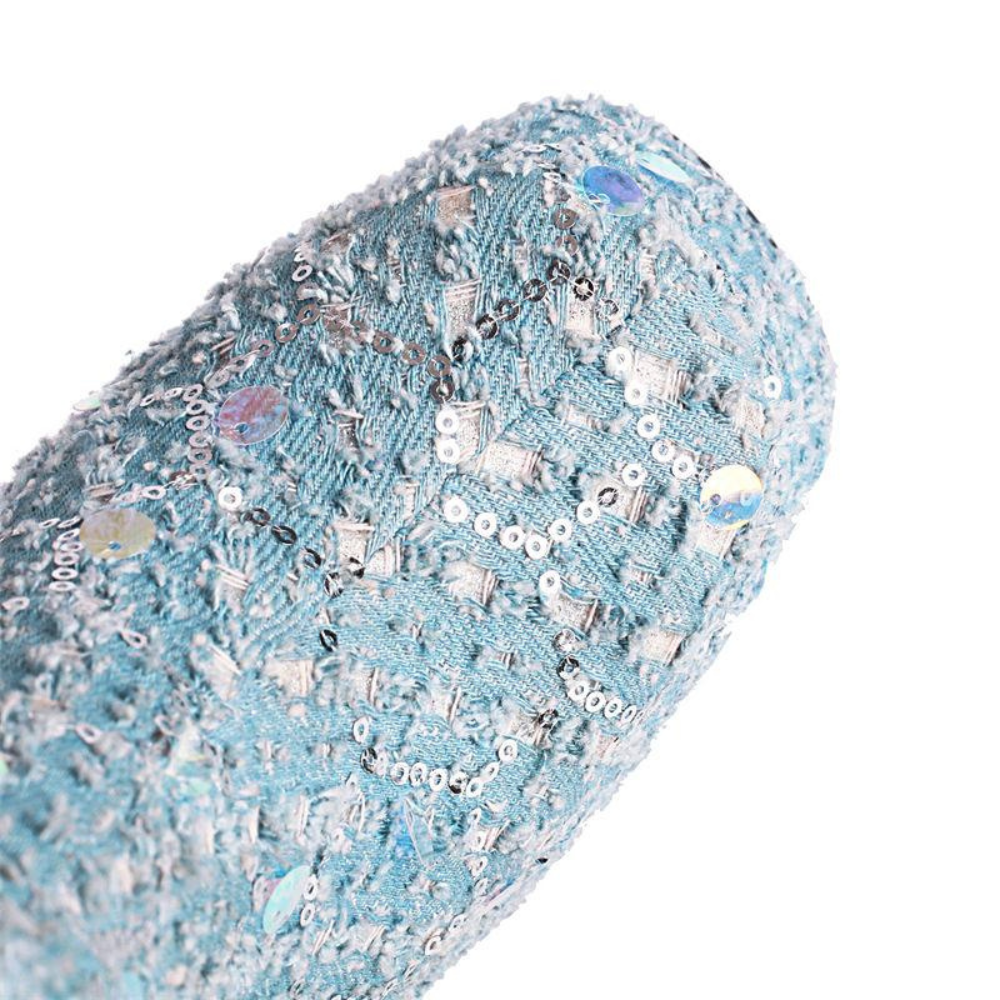 Bota Cano Longo Paetês Azul