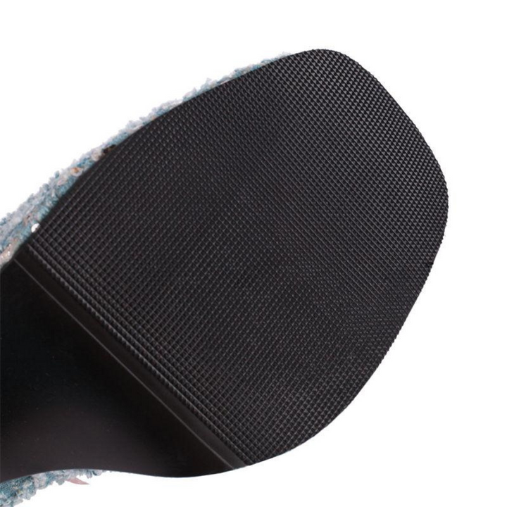 Bota Cano Longo Paetês Azul