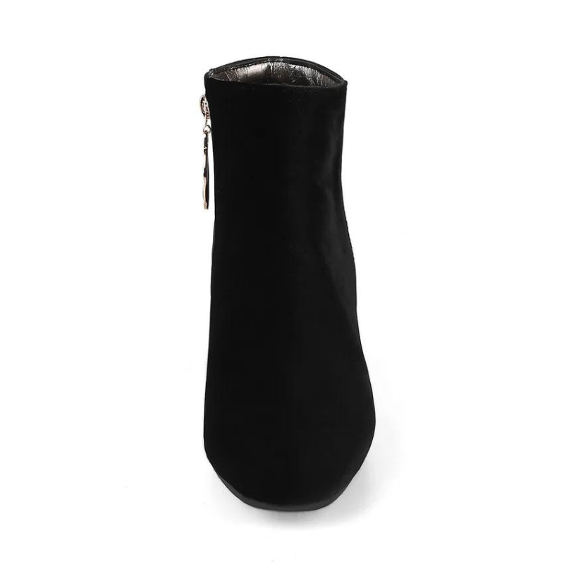 Bota Ankle Boot Veludo Com Salto Bloco