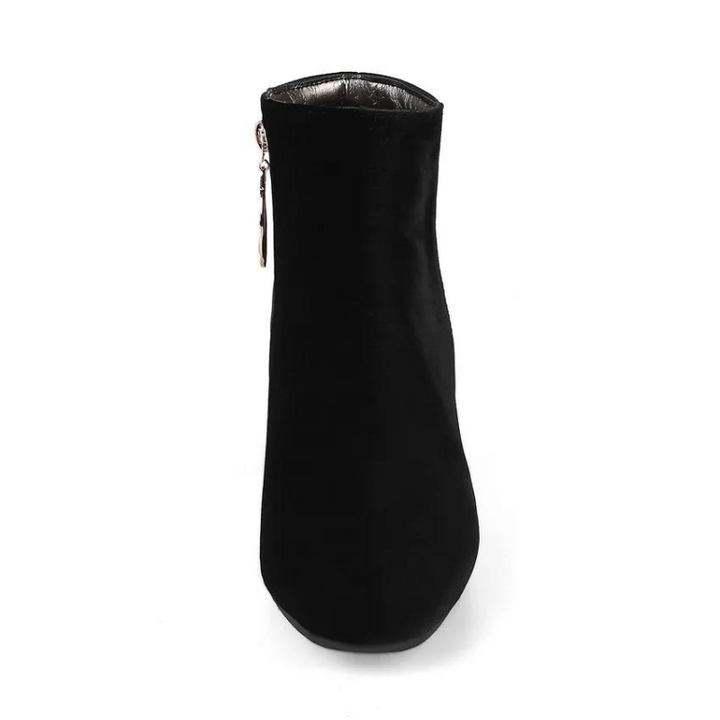 Bota Ankle Boot Veludo Com Salto Bloco