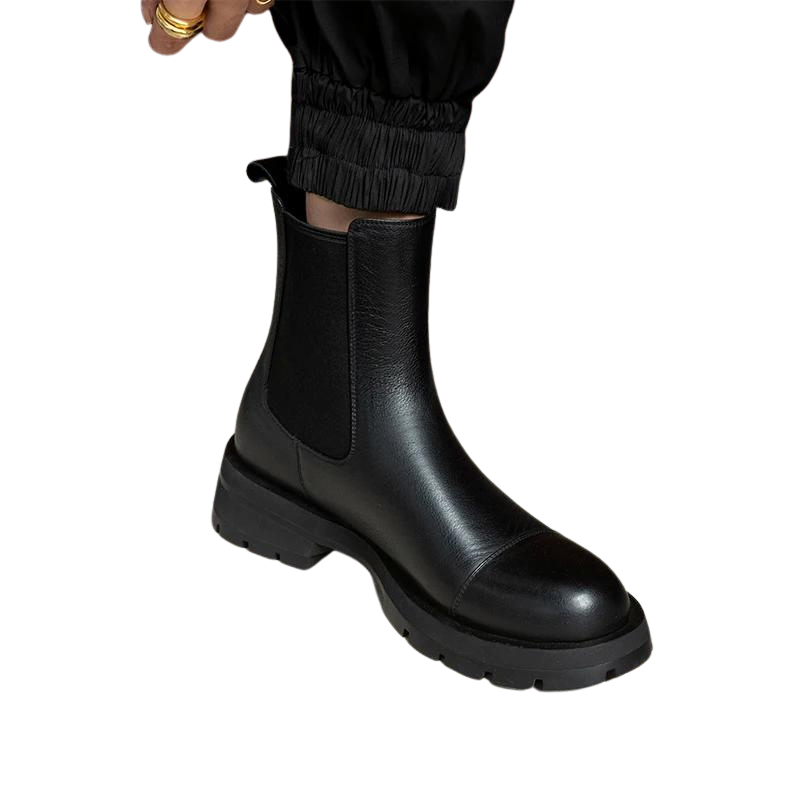 Bota Chelsea Couro Sola Tratorada Preta - Poderosa