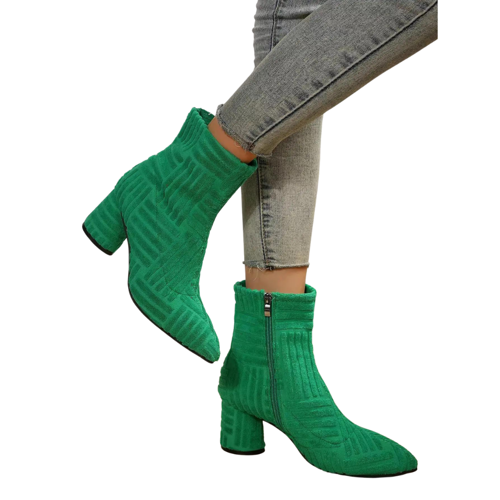 Bota Cano Curto Com Textura Verde - Poderosa