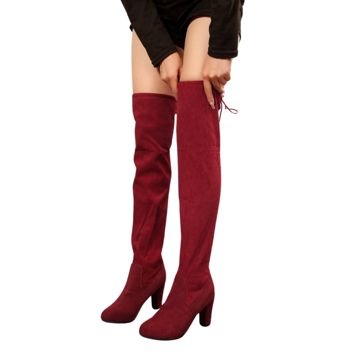 Bota Over The Knee Suede Salto Médio