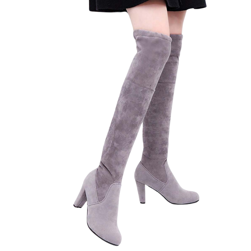 Bota Over The Knee Suede Salto Médio