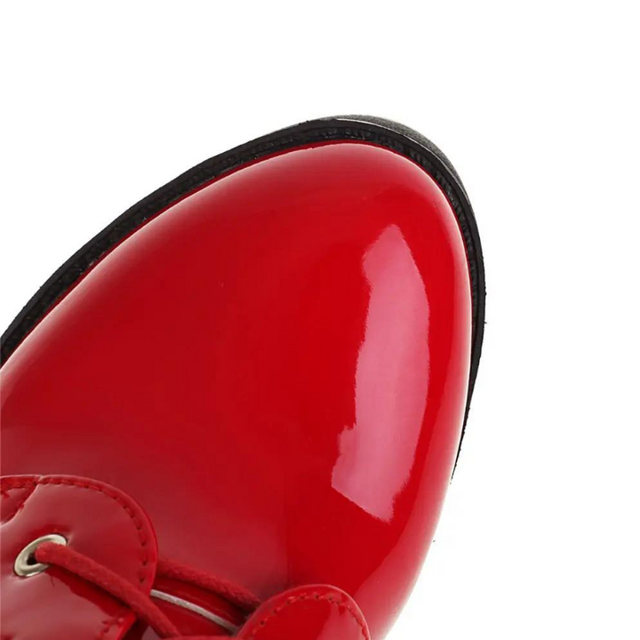 Bota Coturno Tratorado Cano Longo Verniz