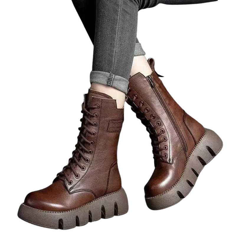 Bota Coturno Tratorada Forro Pelos Marrom - Poderosa