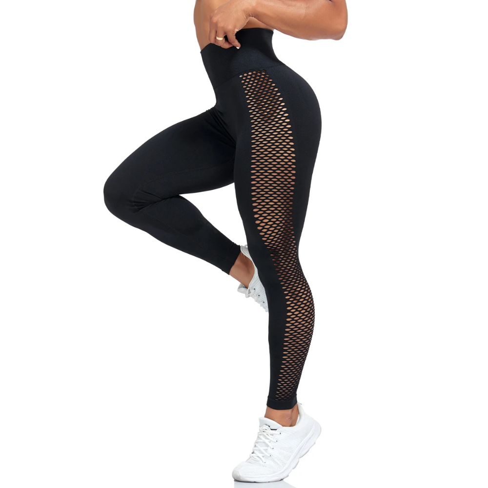 Legging Fitness com Tela Lateral Preta