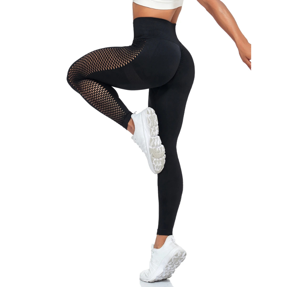 Legging Fitness com Tela Lateral Preta