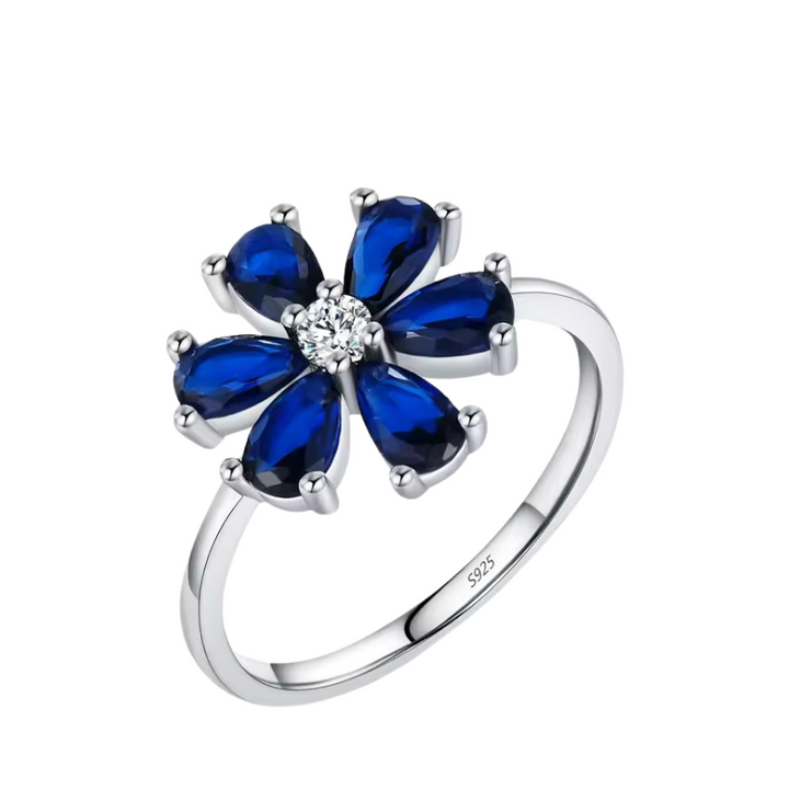 Anel Flor de Safira Prata 925 - Poderosa