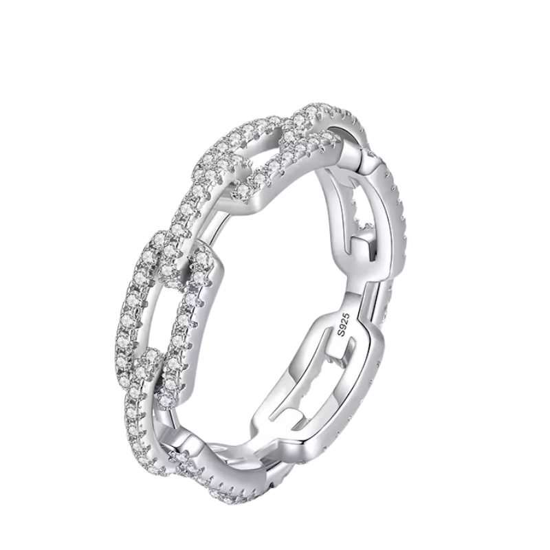 Anel Elo de Zircônias Prata 925 - Poderosa