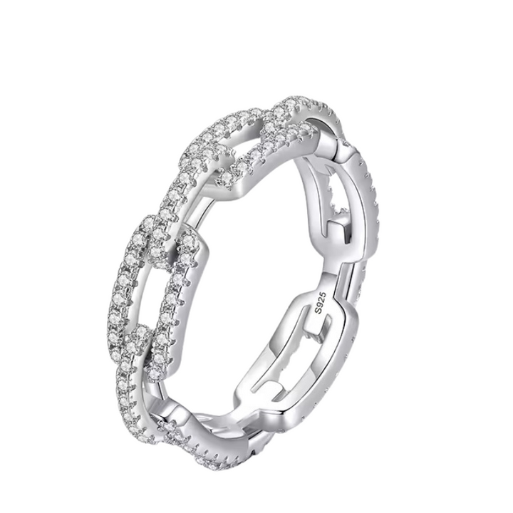 Anel Elo de Zircônias Prata 925 - Poderosa