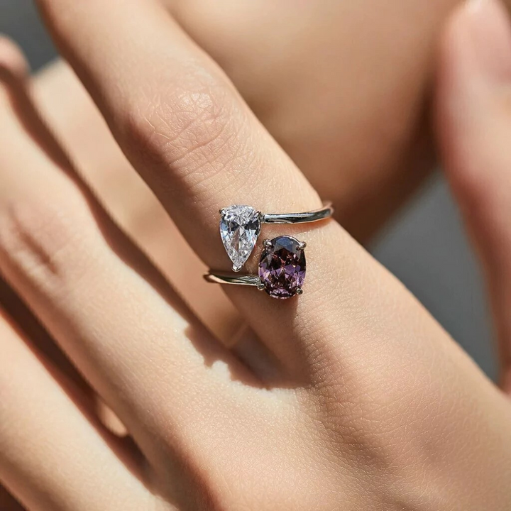 Anel Dueto de Cristais Prata 925 - Poderosa