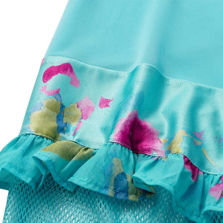 Maiô Azul Turquesa Laço Pink Contrastante
