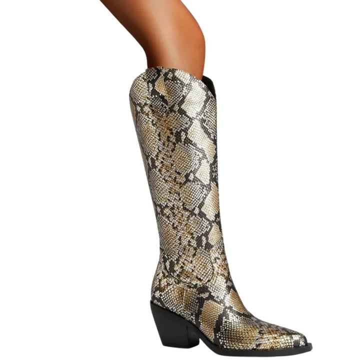 Bota Country Cano Alto Estampa Cobra