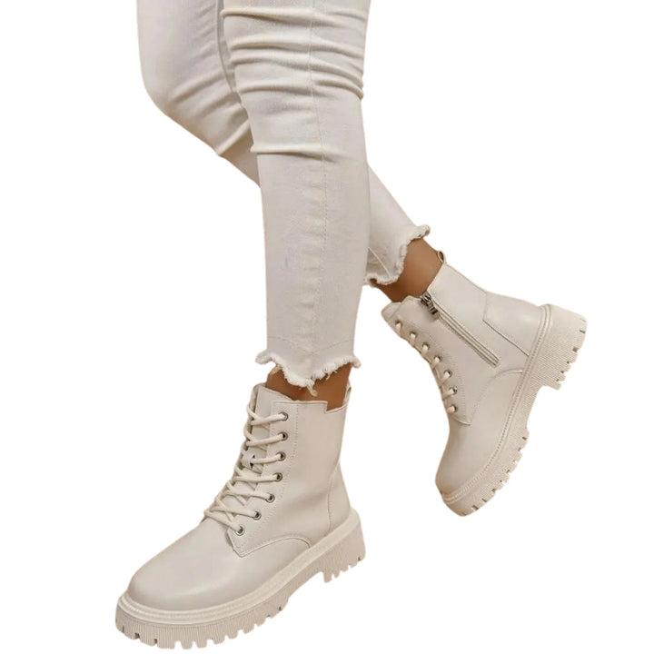 Bota Coturno Forrada Com Zíper Lateral