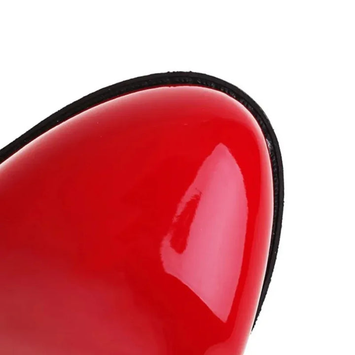 Bota Cano Longo Verniz Com Amarração