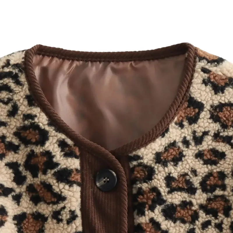 Jaqueta Feminina Pelúcia Animal Print