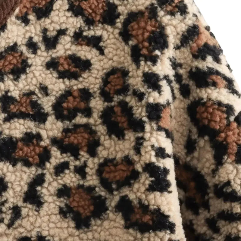 Jaqueta Feminina Pelúcia Animal Print