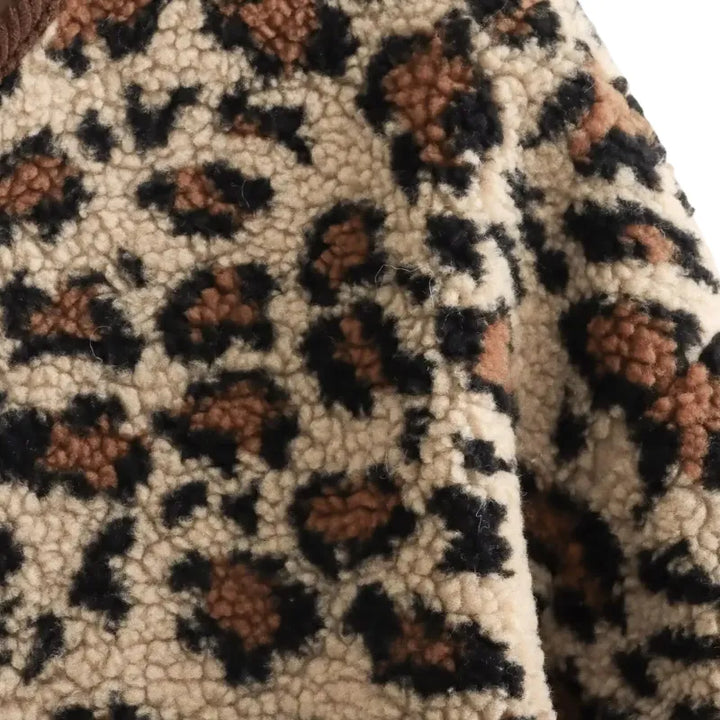 Jaqueta Feminina Pelúcia Animal Print