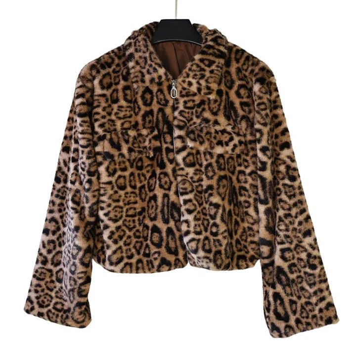 Jaqueta Pelúcia Animal Print Leopardo