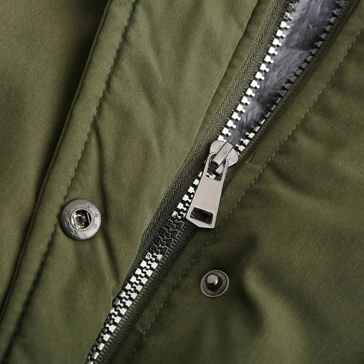 Parka Forrada Com Pelos Verde Militar