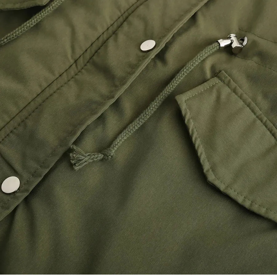 Parka Forrada Com Pelos Verde Militar