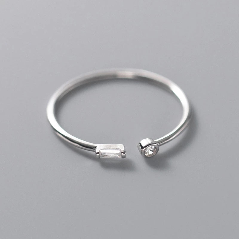 Anel Aberto Prata Com Zircônia