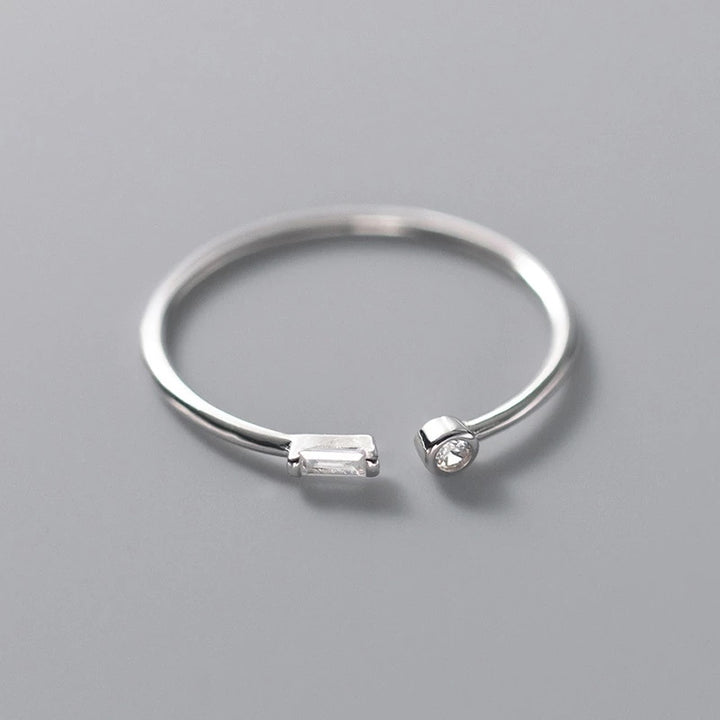 Anel Aberto Prata Com Zircônia