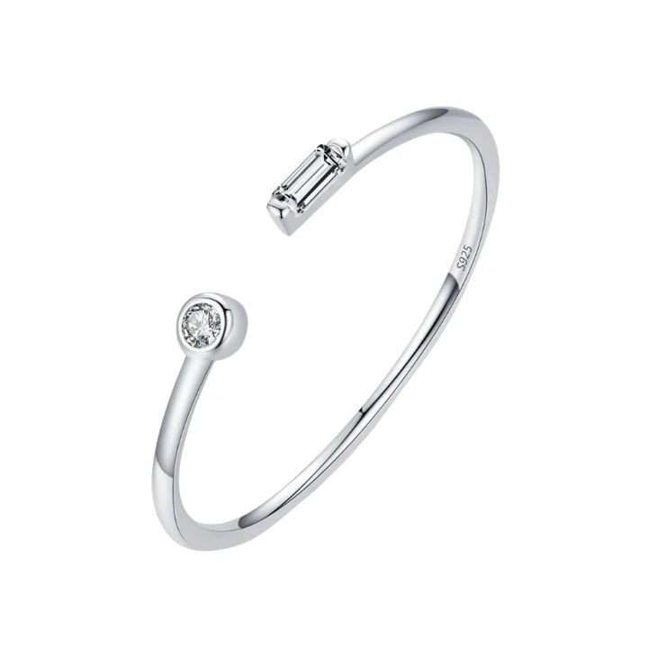 Anel Aberto Prata Com Zircônia