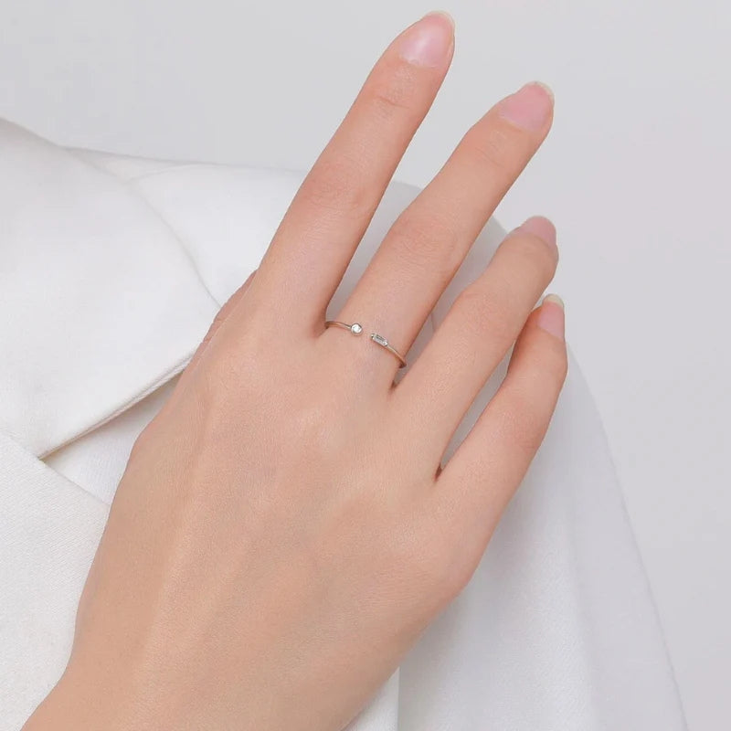 Anel Aberto Prata Com Zircônia