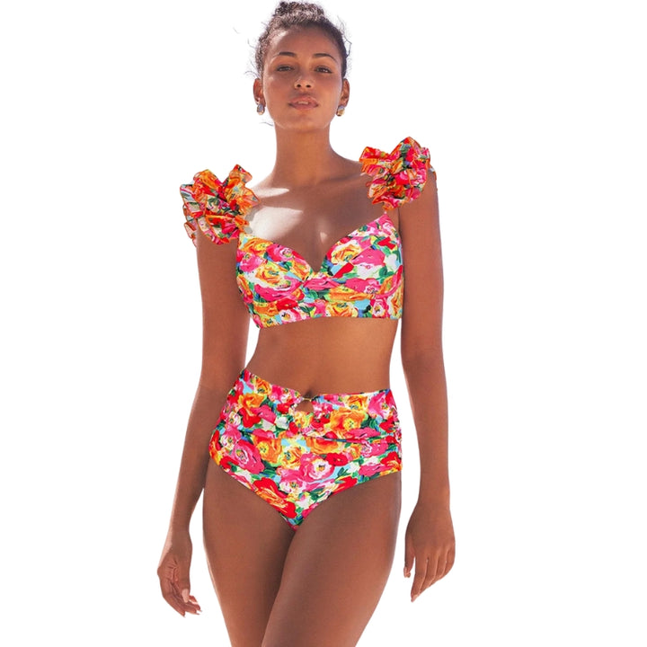 Biquíni Flores Tropicais Com Babados - Poderosa