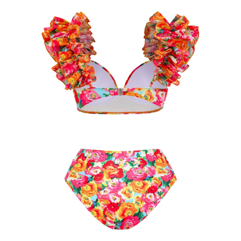 Biquíni Flores Tropicais Com Babados - Poderosa