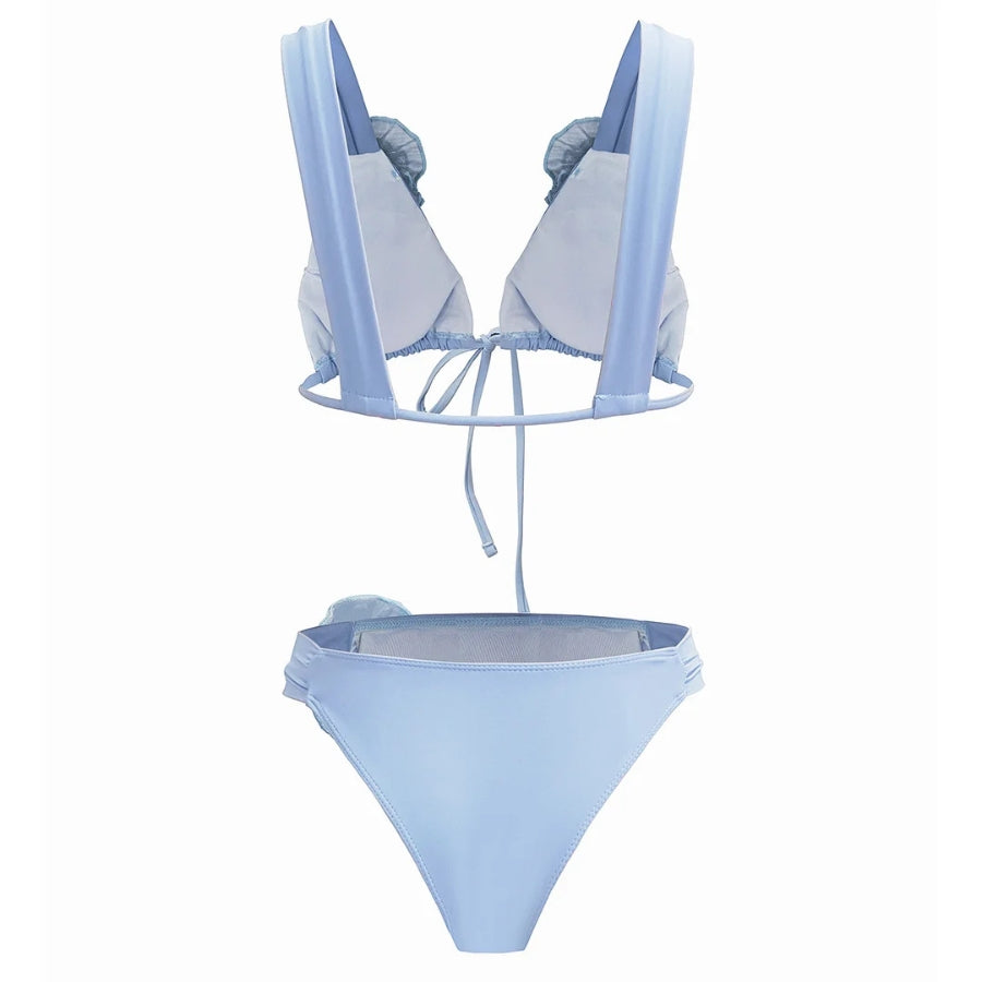 Biquíni Azul Serenity Com Rosas em Tule