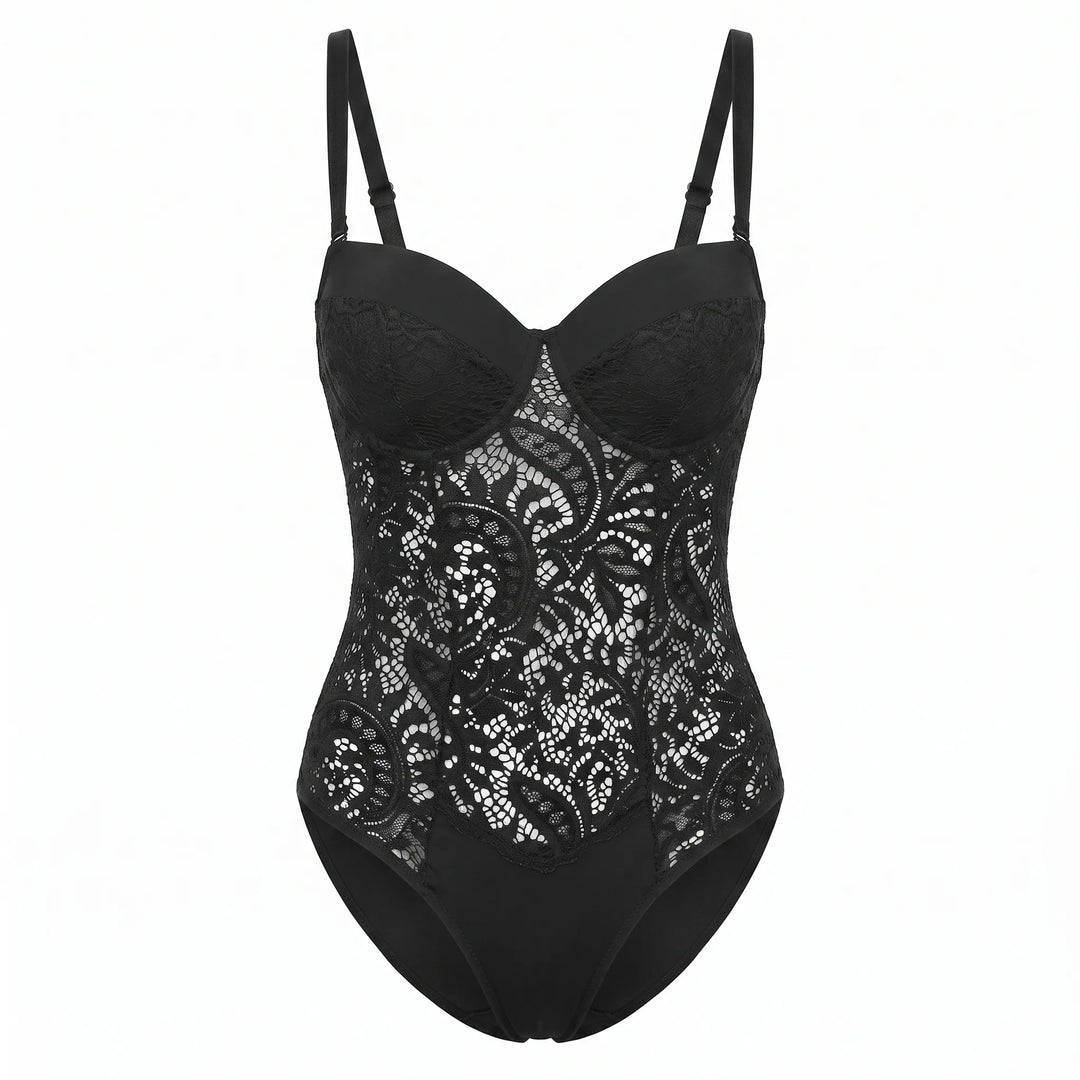 Body Renda Preto Com Bojo Estruturado