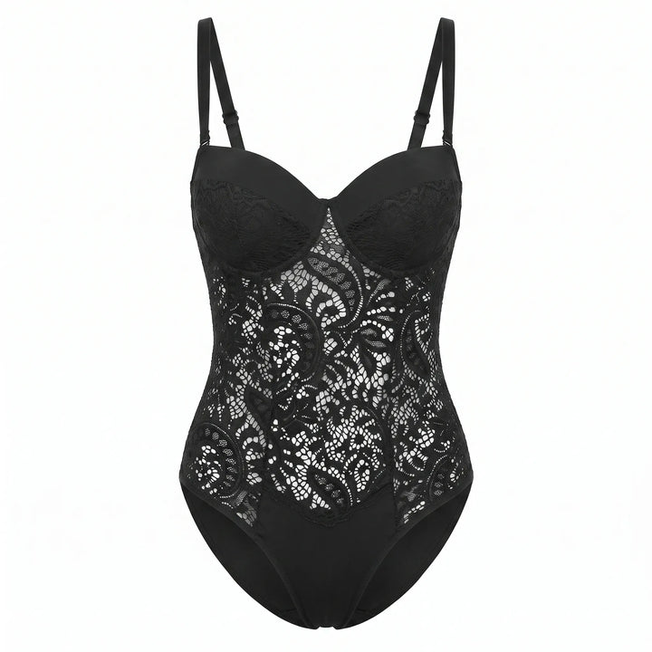 Body Renda Preto Com Bojo Estruturado