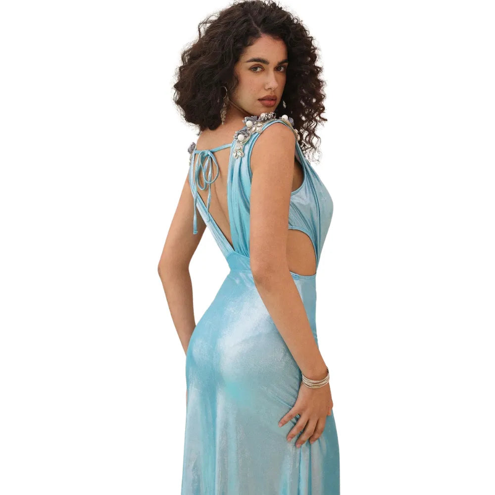Maiô Azul Oceano Com Pedrarias - Poderosa
