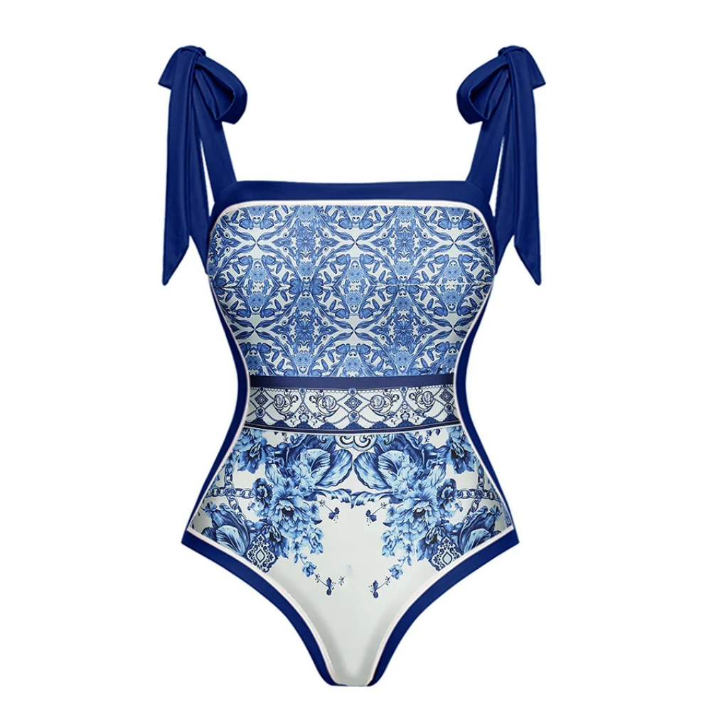 Maiô Azul e Branco Porcelana Retrô