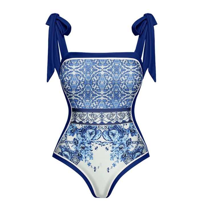 Maiô Azul e Branco Porcelana Retrô