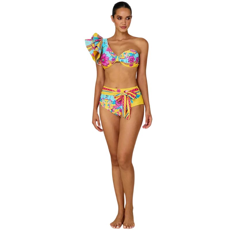 Biquíni Ombro Único Babado Tropical