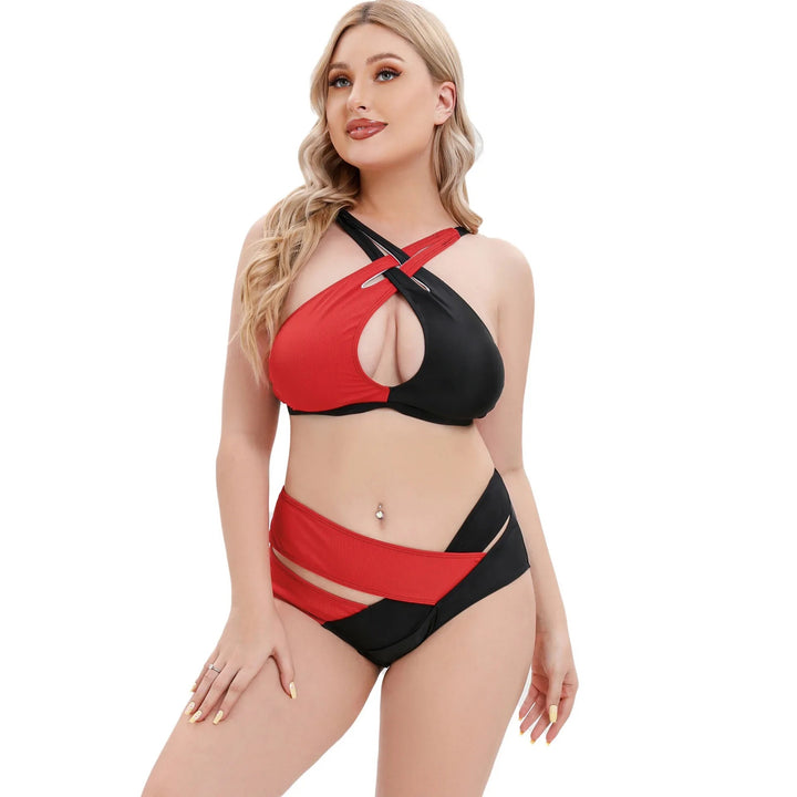 Biquíni Plus Size Cruzado Red & Black