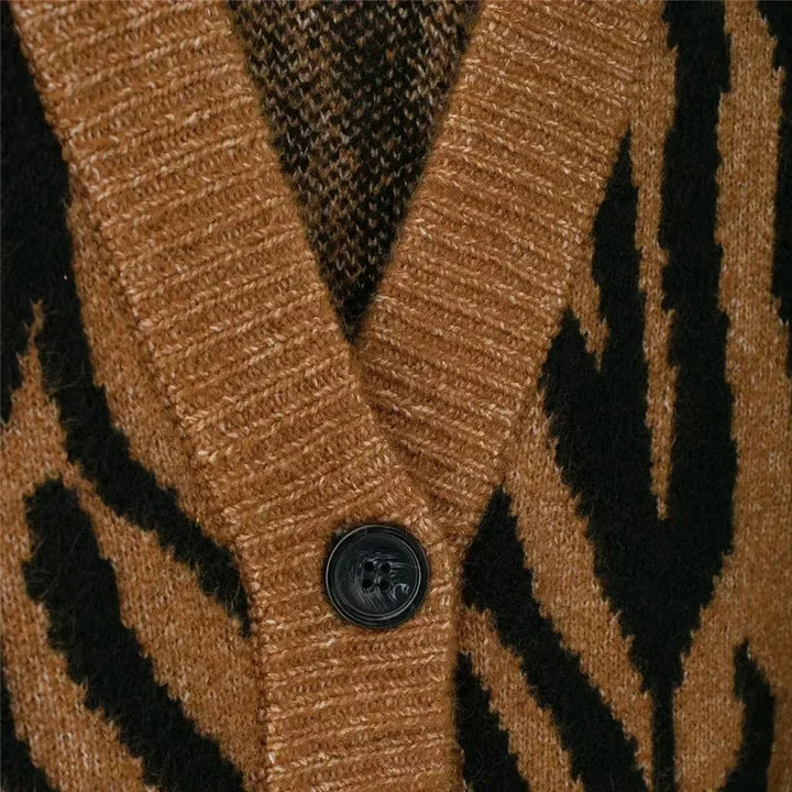 Cardigan Tricot Animal Print Casual